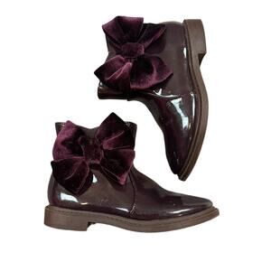 Matalana Purple Patent Leather Velvet Bow Zip Up Ankle Booties Boots Size 9 US